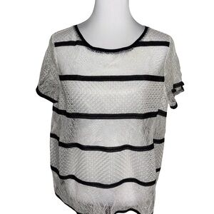 LOFT Black and White Textured Blouse